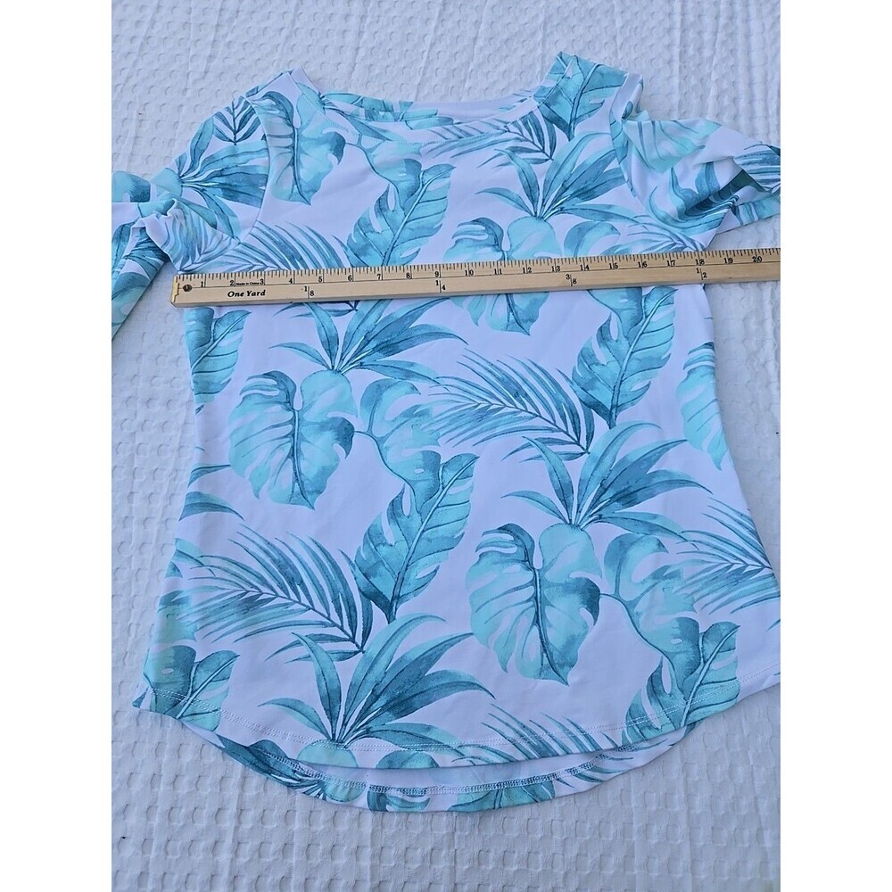 Tommy Bahama IslandZone Leaf Print Top White Green Size S/P - Picture 7 of 8